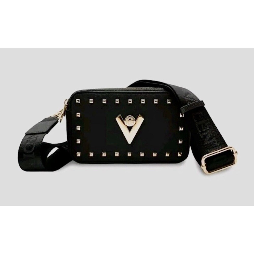 Valentino Orlandi Black Camera Studded Bag Gold Hardware Detach Strap NWT $159